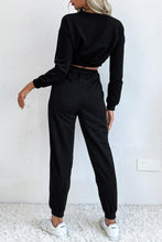 Black Twisted Crop Top and Joggers Lounge Set