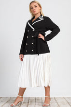 Black Plus Size Double-Breasted Lapel Collar Trench Coat