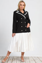 Black Plus Size Double-Breasted Lapel Collar Trench Coat