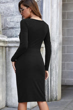 Black Twist Front Keyhole Dress