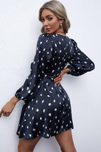 Blue Polka Dot Deep V Tie Front Midi Dress