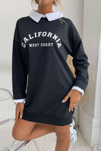 Black CALIFORNIA Collared Sweatshirt Dress