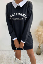 Black CALIFORNIA Collared Sweatshirt Dress