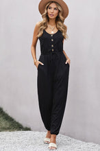 Black Pocketed Tie-Waist Jumpsuit