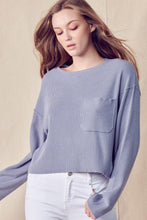 Boat Neck Ribbed &merci Sweater with Pocket