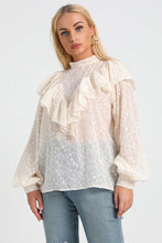 Beige Plus Size Sheer Ruffled Blouse