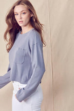 Boat Neck Ribbed &merci Sweater with Pocket