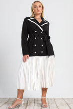 Black Plus Size Double-Breasted Lapel Collar Trench Coat