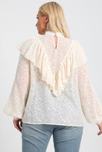 Beige Plus Size Sheer Ruffled Blouse