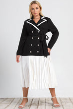 Black Plus Size Double-Breasted Lapel Collar Trench Coat